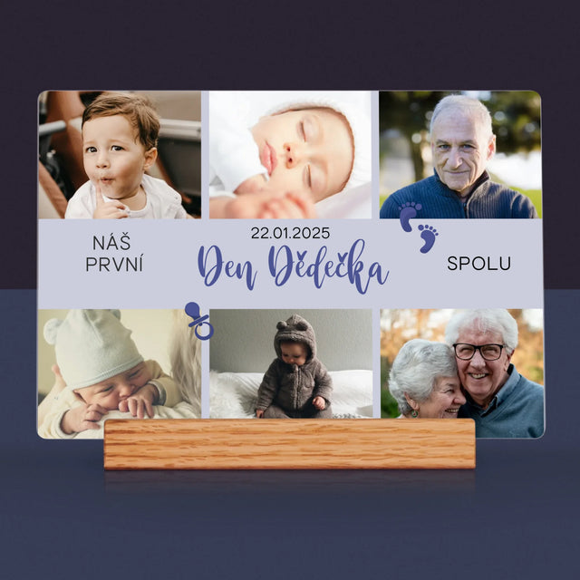 Fotokoláž: První Den Dědečka - Tisk Na Akrylovém Skle