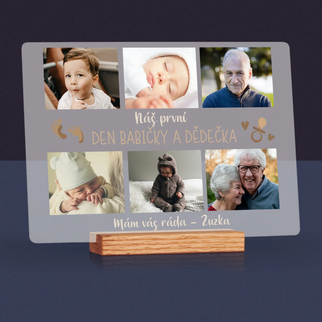 Fotokoláž: Náš První Den Babičky A Dědečka - Tisk Na Akrylovém Skle
