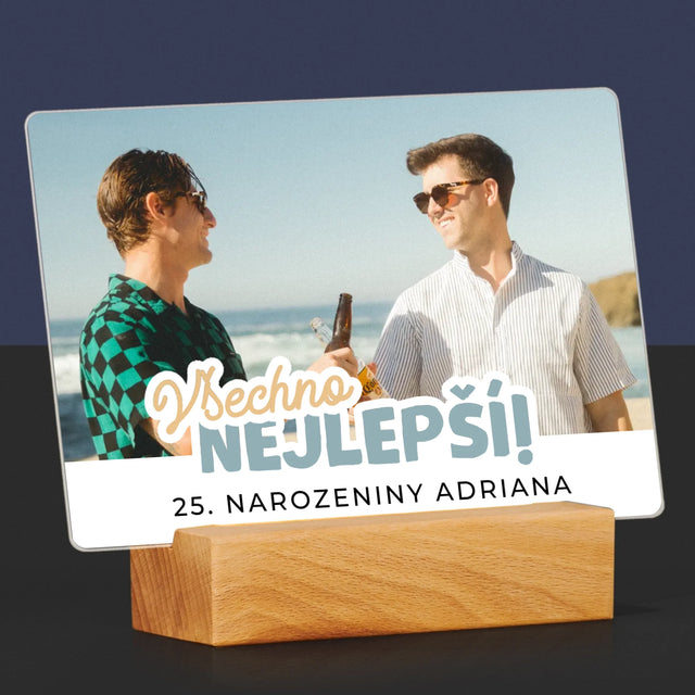 Fotka S Textem: 25. Narozeniny Všechno Nejlepší - Tisk Na Akrylovém Skle