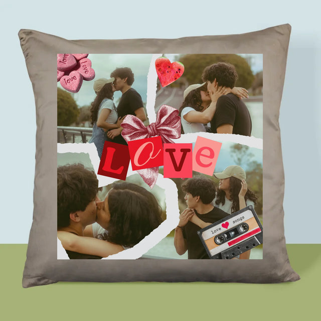 Fotokoláž: Love Retro - Polštář