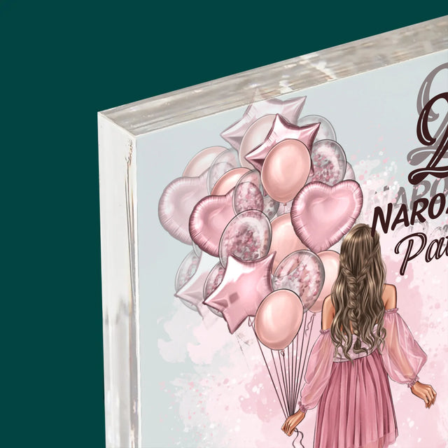 Designér Postav: Narozeniny Balóny - Akrylový Blok