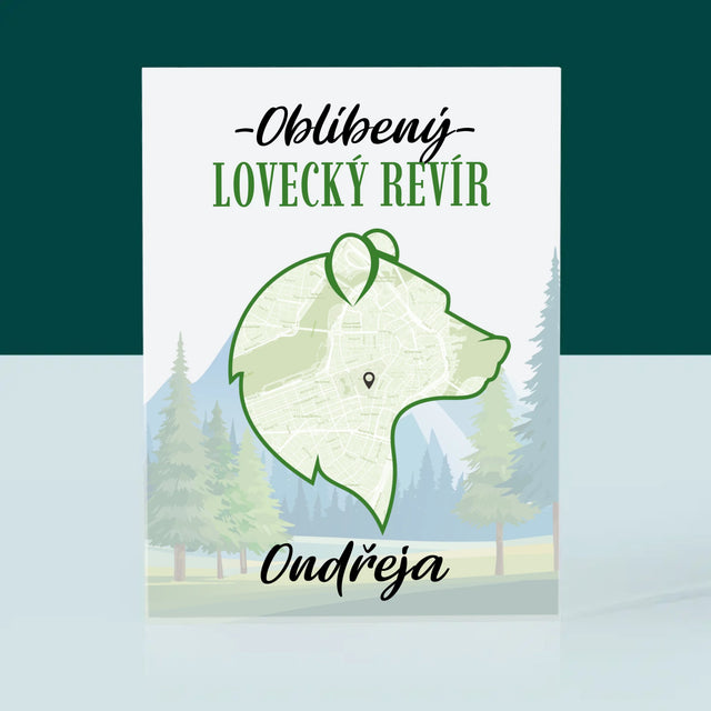 Mapa Města: Oblíbený Lovecký Revír - Akrylový Blok