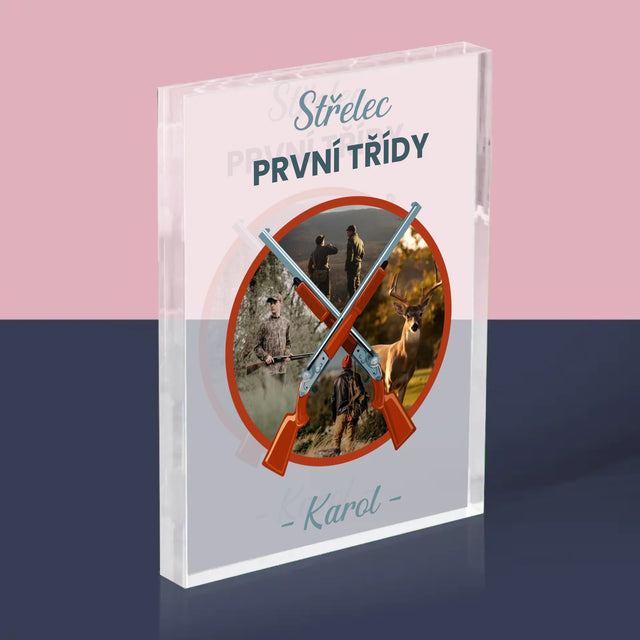 Fotokoláž: Střelec První Třídy - Akrylový Blok