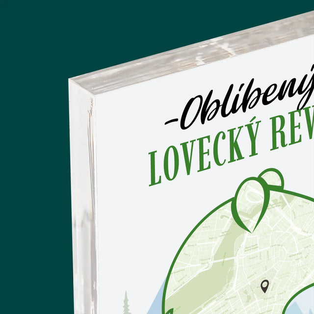 Mapa Města: Oblíbený Lovecký Revír - Akrylový Blok