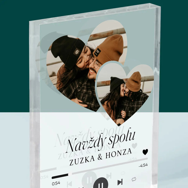 Fotokoláž: Spotify Srdce - Akrylový Blok