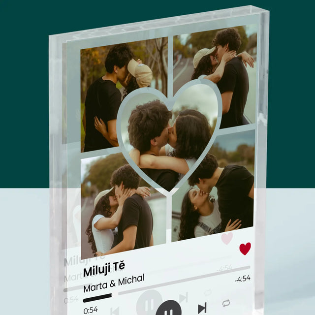 Fotokoláž: Spotify Fotografie Srdce - Akrylový Blok