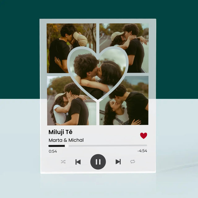 Fotokoláž: Spotify Fotografie Srdce - Akrylový Blok