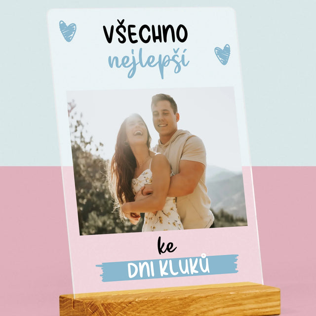 Fotka S Textem: Všechno Nejlepší Ke Dni Kluků - Tisk Na Akrylovém Skle