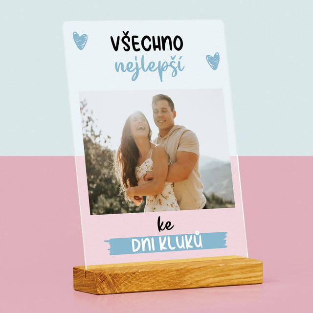 Fotka S Textem: Všechno Nejlepší Ke Dni Kluků - Tisk Na Akrylovém Skle