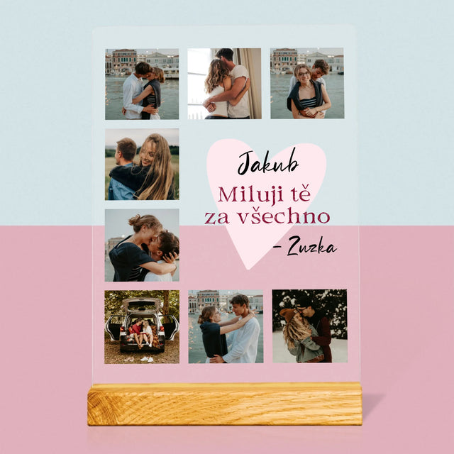 Fotokoláž: Miluji Tě Za Všechno - Tisk Na Akrylovém Skle