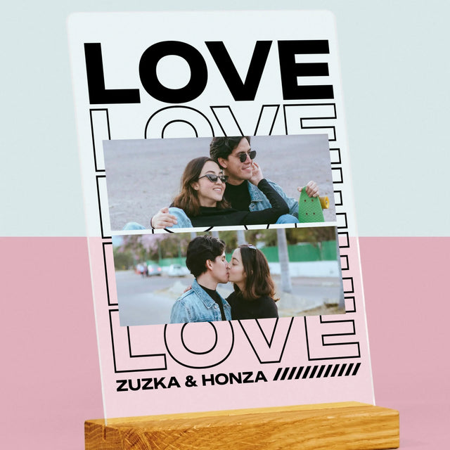 Fotokoláž: Se Slovem Love - Tisk Na Akrylovém Skle