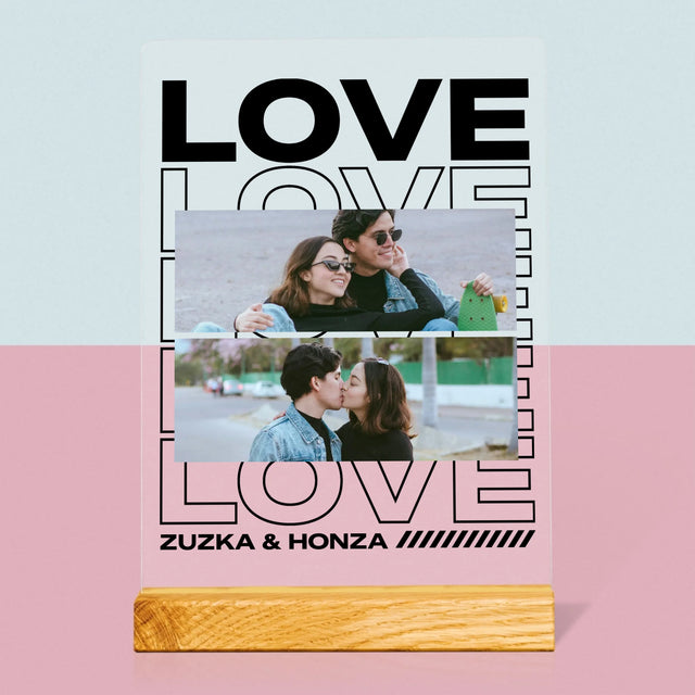 Fotokoláž: Se Slovem Love - Tisk Na Akrylovém Skle