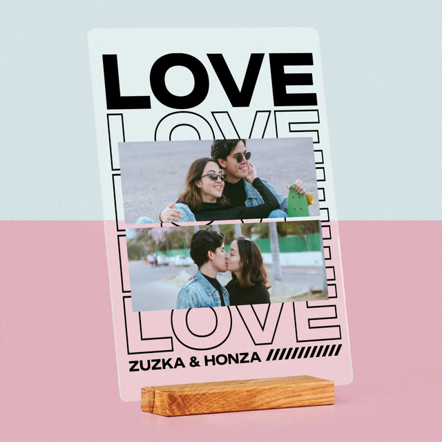 Fotokoláž: Se Slovem Love - Tisk Na Akrylovém Skle