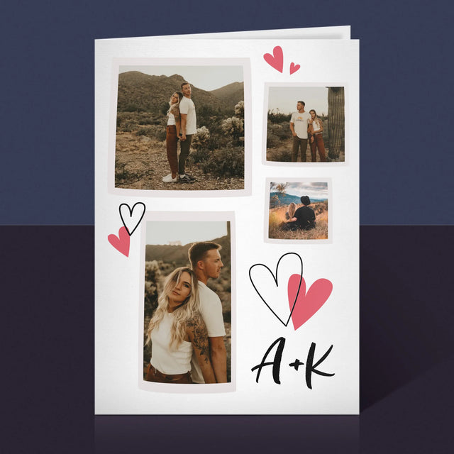 Fotokoláž: Iniciály Srdce - Přání
