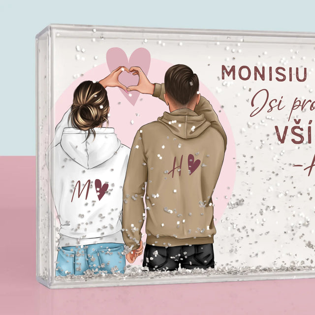 Designér Postav: Pár Srdce - Sněžící Fotorámeček