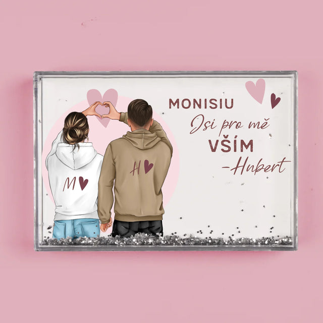 Designér Postav: Pár Srdce - Sněžící Fotorámeček