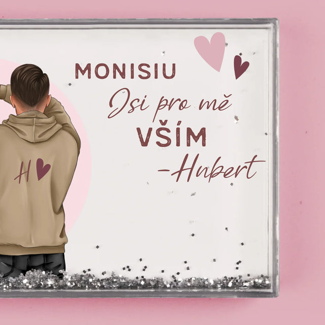 Designér Postav: Pár Srdce - Sněžící Fotorámeček