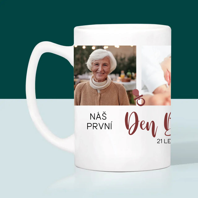 Fotokoláž: Babiččin první den - hrnek s potiskem | CZ