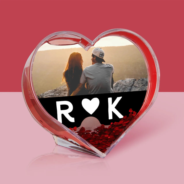 Fotokoláž: Milostné Monogramy S Fotkami - Sněhová Koule - Srdce