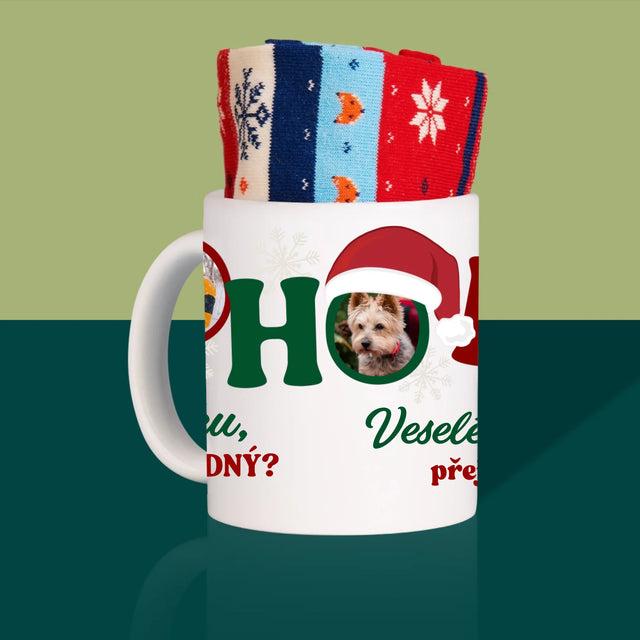 Fotokoláž: Ho Ho Ho - Zimní Ponožky V Hrnku