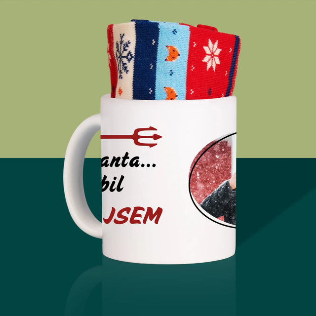 Fotka S Textem: Letos Jsem - Zimní Ponožky V Hrnku