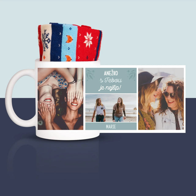 Fotokoláž: Nejlepší Kamarádky - Zimní Ponožky V Hrnku