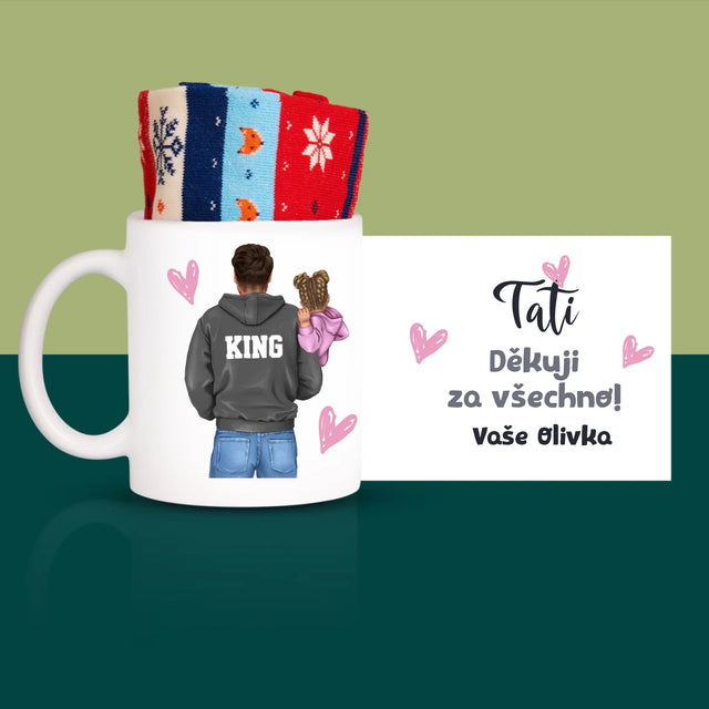 Designér Postav: Táta S Dítětem - Zimní Ponožky V Hrnku