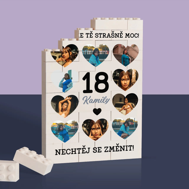 Fotokoláž: 18 Srdce - Kostky Lego 
