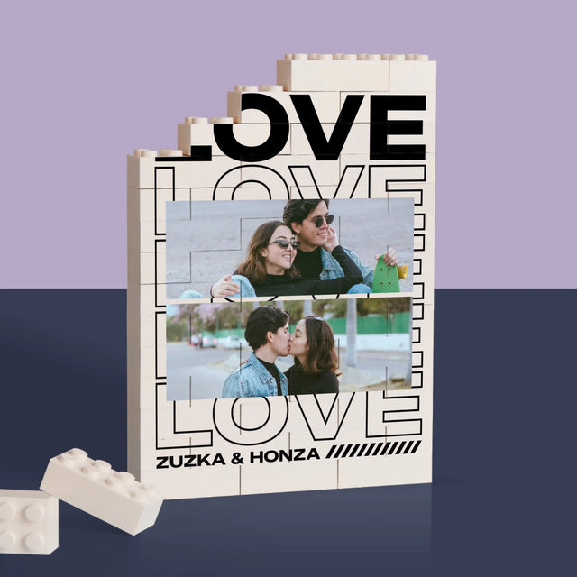 Fotokoláž: Se Slovem Love - Kostky Lego 