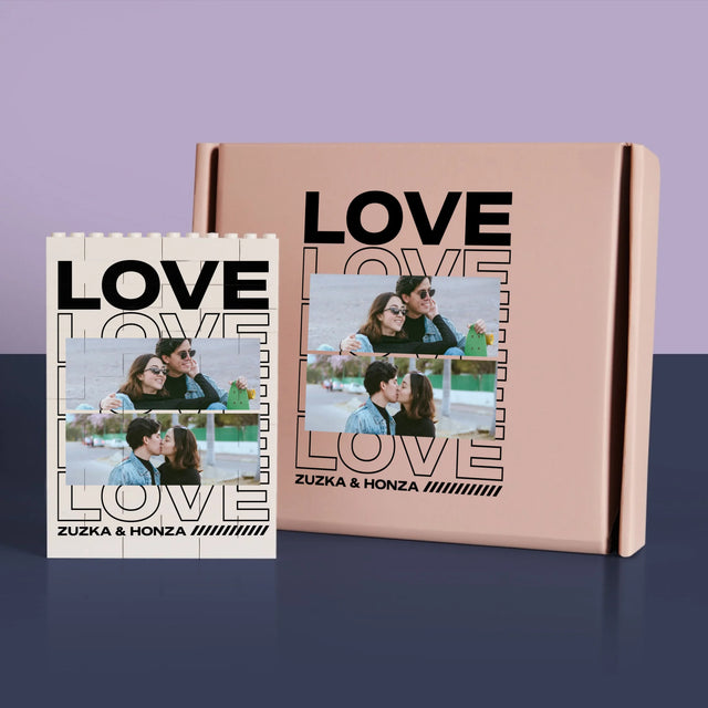 Fotokoláž: Se Slovem Love - Kostky Lego 