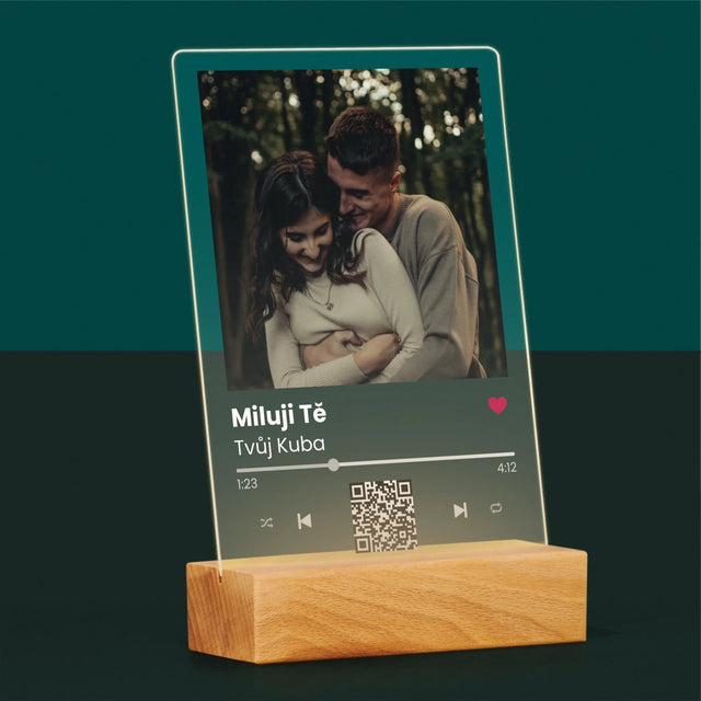 Fotka A Textem: Spotify S Kódem Qr - Tisk Na Akrylovém Skle