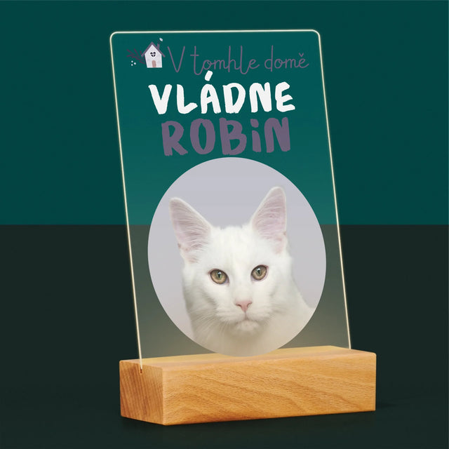 Fotka A Textem: V Tomhle Domě Vládne Mazlíček - Tisk Na Akrylovém Skle