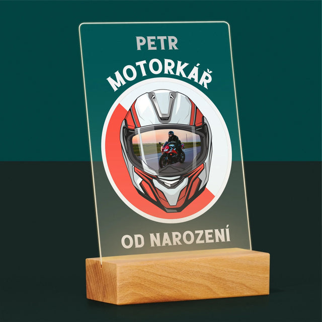 Fotka A Textem: Motorkář Od Narození - Tisk Na Akrylovém Skle