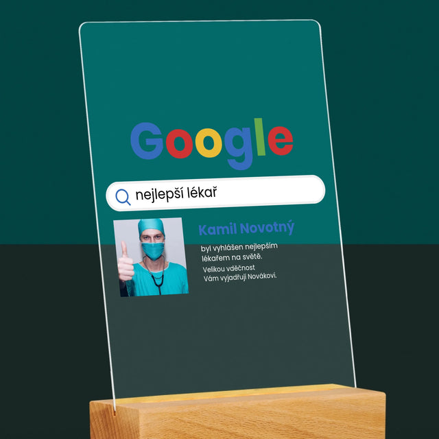 Fotka A Textem: Nejlepší Lékař Výsledek Google - Tisk Na Akrylovém Skle