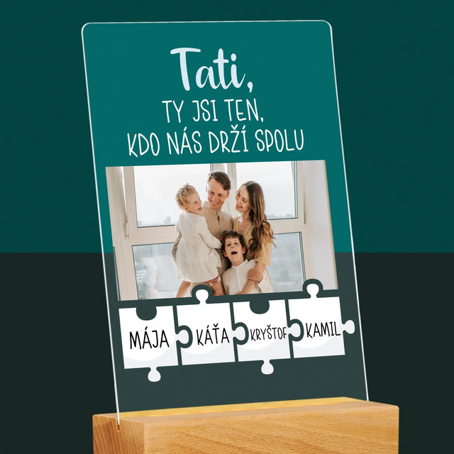 Fotka A Textem: Tati, Ty Jsi Ten, Kdo Nás Drží Spolu - Tisk Na Akrylovém Skle