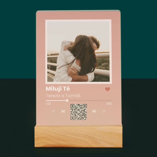 Fotka A Textem: Tvoje Písnička Na Qr - Tisk Na Akrylovém Skle
