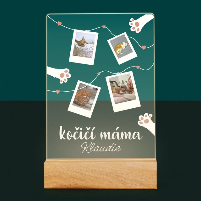 Fotokoláž: Kočičí Máma Polaroidy
 - Tisk Na Akrylovém Skle