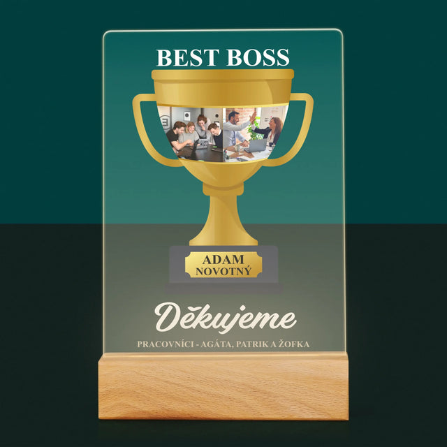 Fotokoláž: Best Boss Pohár - Tisk Na Akrylovém Skle