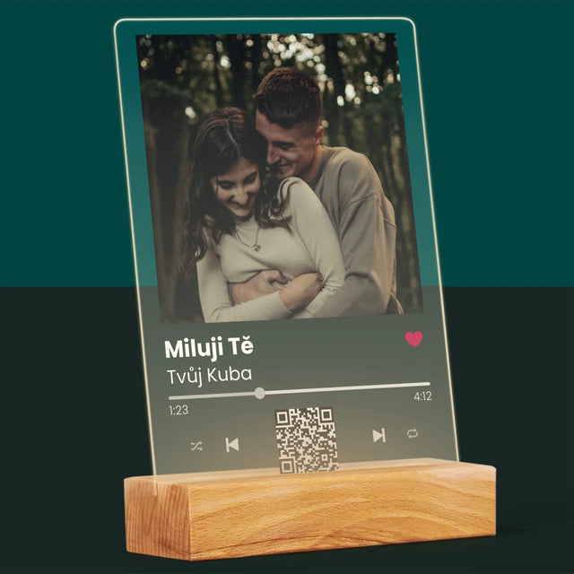 Fotka A Textem: Spotify S Kódem Qr - Tisk Na Akrylovém Skle