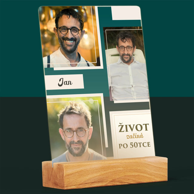 Fotokoláž: Život Začíná Po 50Tce - Tisk Na Akrylovém Skle