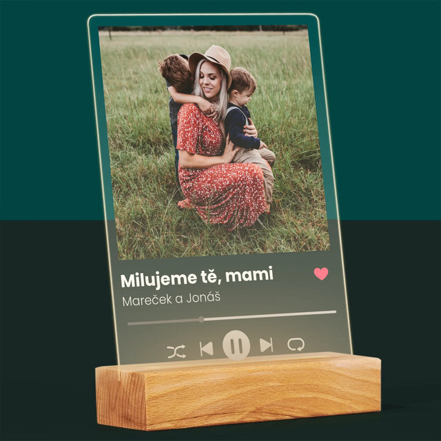 Fotka A Textem: Milujeme Tě, Mami - Tisk Na Akrylovém Skle