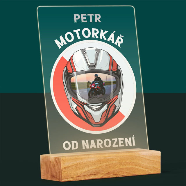 Fotka A Textem: Motorkář Od Narození - Tisk Na Akrylovém Skle