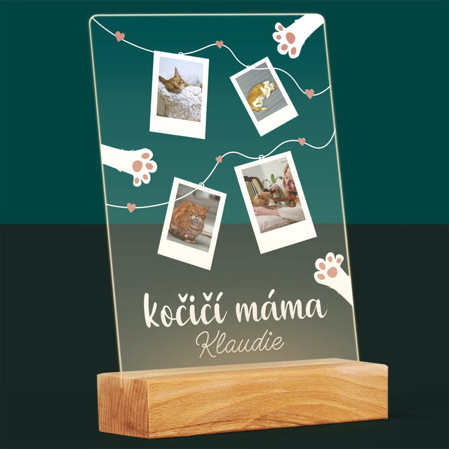 Fotokoláž: Kočičí Máma Polaroidy
 - Tisk Na Akrylovém Skle