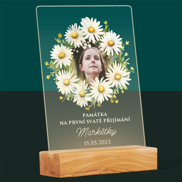 Fotka A Textem: Památka Na Svaté Přijímání Sedmikrásky - Tisk Na Akrylovém Skle