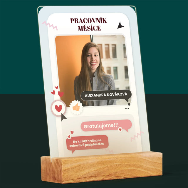 Fotka A Textem: Pracovník Měsíce  - Tisk Na Akrylovém Skle