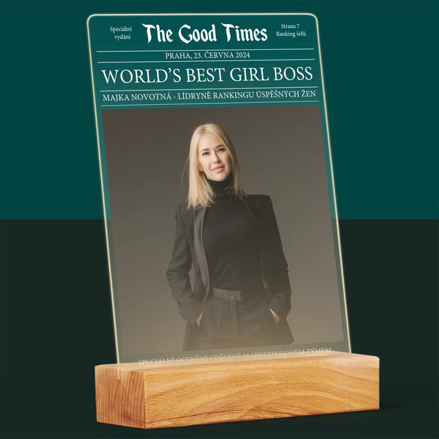 Obálka Časopisu: World’S Best Girl Boss - Tisk Na Akrylovém Skle