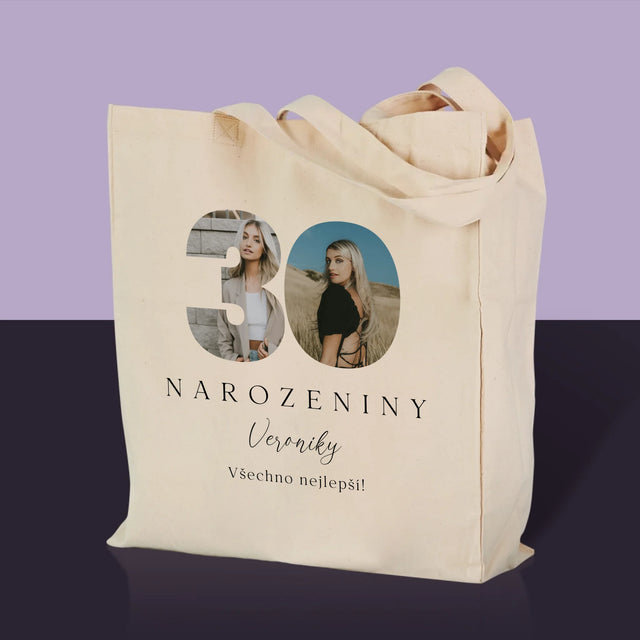 Slovo Z Fotek: 30. Narozeniny Podpis - Plátěná Taška