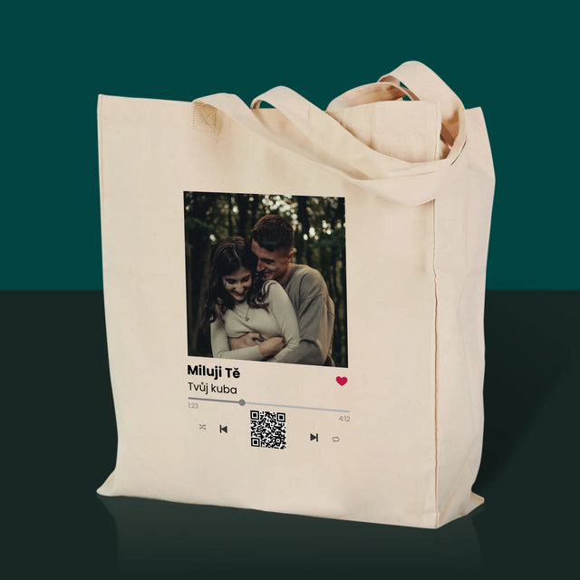 Fotka A Textem: Spotify S Kódem Qr - Plátěná Taška