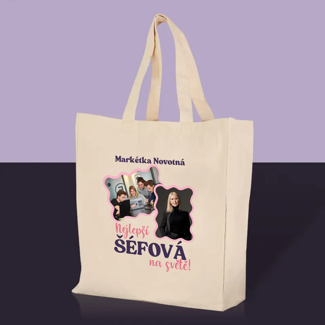 Fotokoláž: Nejlepší Šéfová - Plátěná Taška