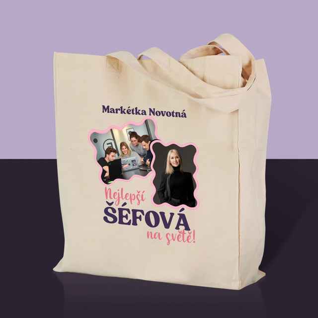 Fotokoláž: Nejlepší Šéfová - Plátěná Taška
